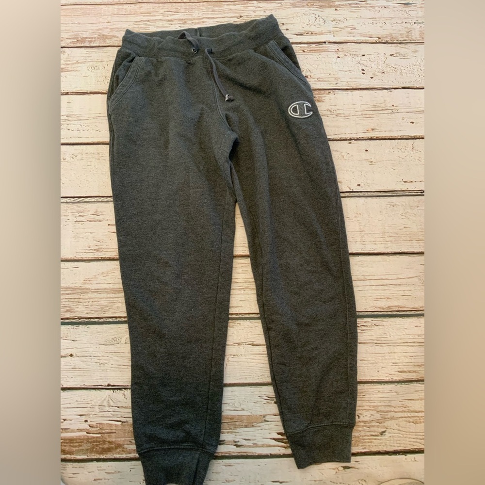 Champion Men's Athletic Sweatpants Size‎ M Gray Fleece Cotton Blend Jogger Fit
